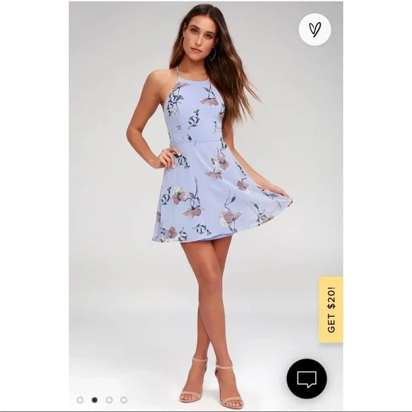 Lulus Dresses Lulus Nwot S Cherished Moment Dusty Blue Floral